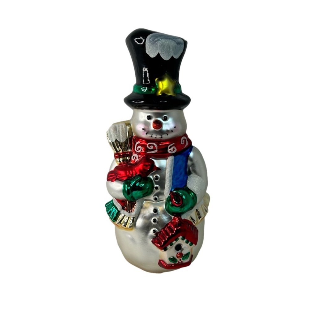Mercury Glass 12” Snowman Hand Painted 3D Figure